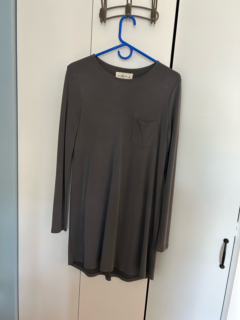 Abercrombie & Fitch Long Sleeve Pocket Tunic - Charcoal Gray